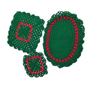 Handmade Christmas Holiday Crocheted Doilies Placemats